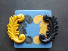 Load image into Gallery viewer, Silicone mould leafs pair , mold for clay, mold for resin, wood texture elements, furniture appliques, concrete molds
