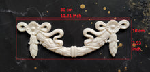 Load image into Gallery viewer, Large Swag Bow Resin onlay 30cm long , furniture upcycling , central moulding , applique mold , furniture applique  mould for furniture
