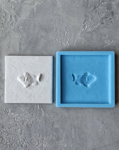Load image into Gallery viewer, Silicone mold with fish applique, mold for concrete, mold for resin, moulds for clay, fish appliques, backsplash tiles, tiles molds

