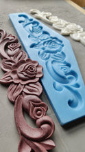 Load image into Gallery viewer, Silicone mold for central furniture embellishment with roses element 30cm long
