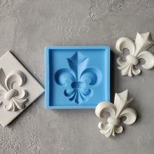 Load image into Gallery viewer, Fleur De Lis 3d Tile Mold, Heraldic lily mould for tile or just applique of fleur de lis onlay, backsplash tile, mold for resin
