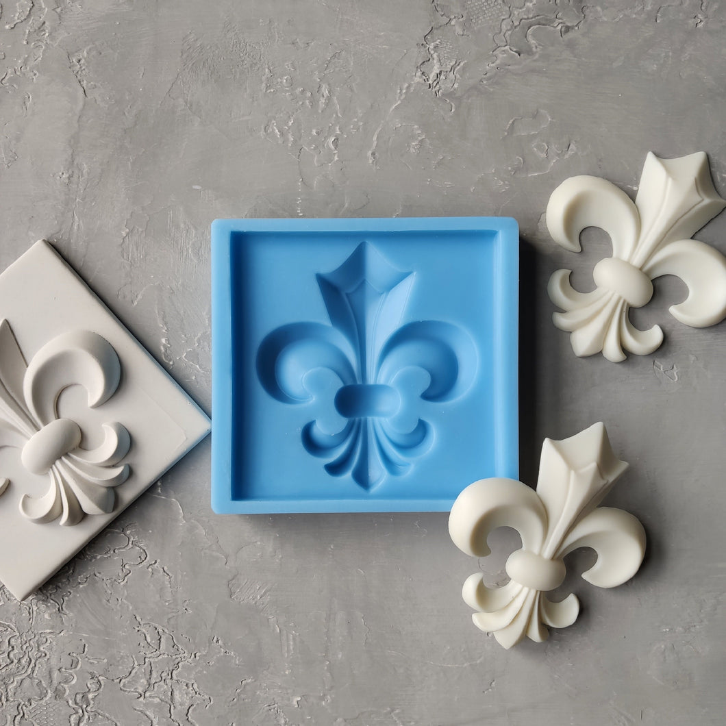 Fleur De Lis 3d Tile Mold, Heraldic lily mould for tile or just applique of fleur de lis onlay, backsplash tile, mold for resin