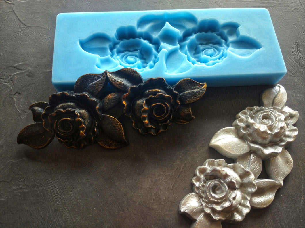 Silicone mold for roses bush, flower mold, floral embellishment, upcycled furniture, Furniture Appliques