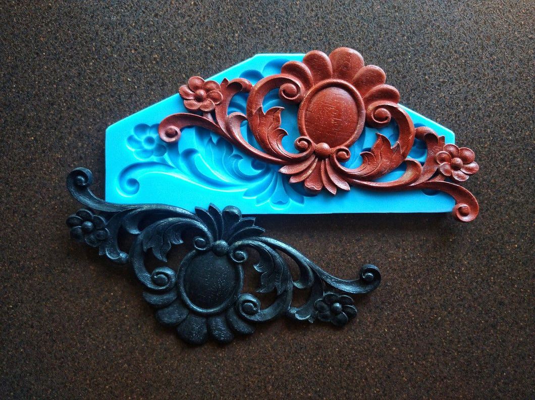 Silicone Form for decorative onlays 31cm Long / Furniture Appliques / upcycled furniture / Silicone Mold / pediment