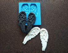 Load image into Gallery viewer, Silicone mold Angel Wings pair , polymer clay mold, wings appliques, Furniture Appliques, furniture mouldings, mold for resin
