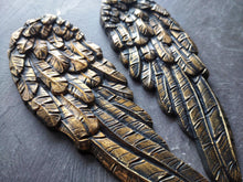 Load image into Gallery viewer, Resin angel wings pair appliques, wings embellishment, furniture appliques, resin mouldings, angel wings
