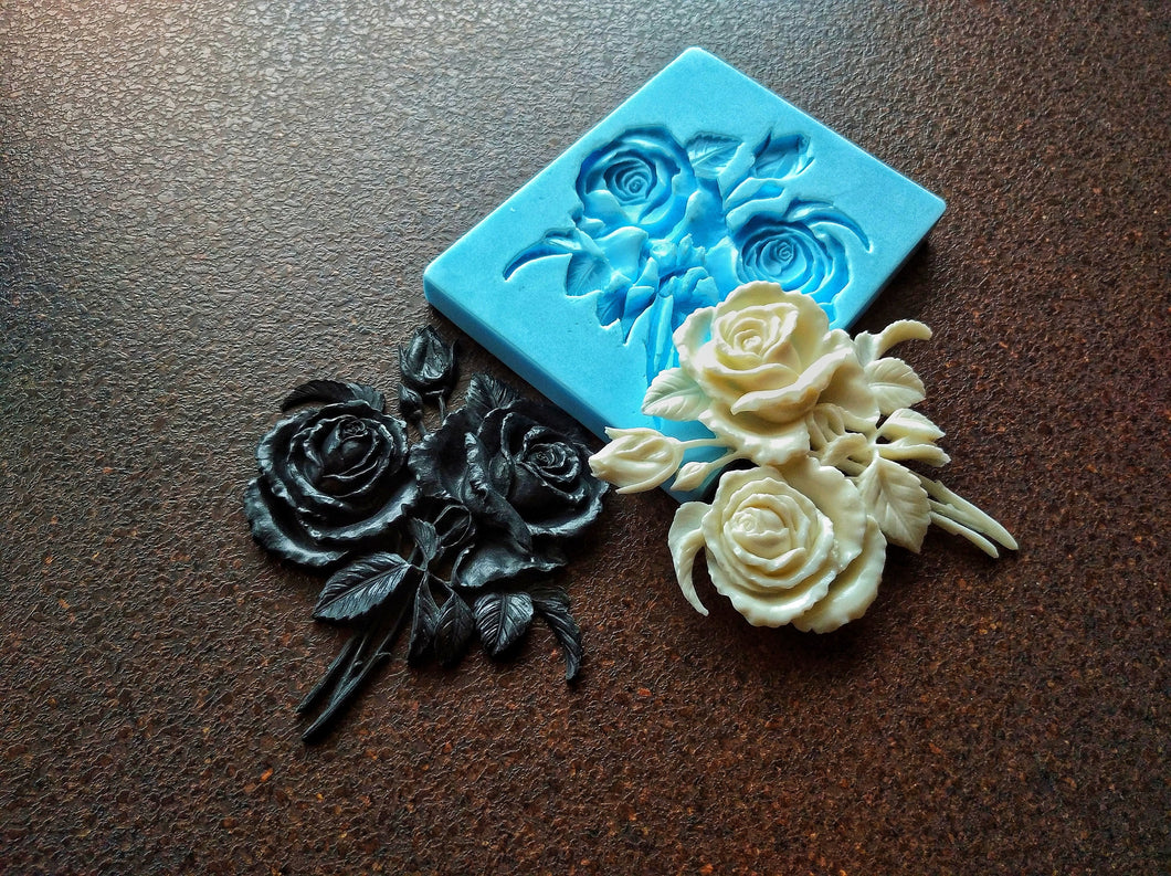 Roses Bush silicone mold, molds for resin, concrete molds, furniture appliques, flower moulds