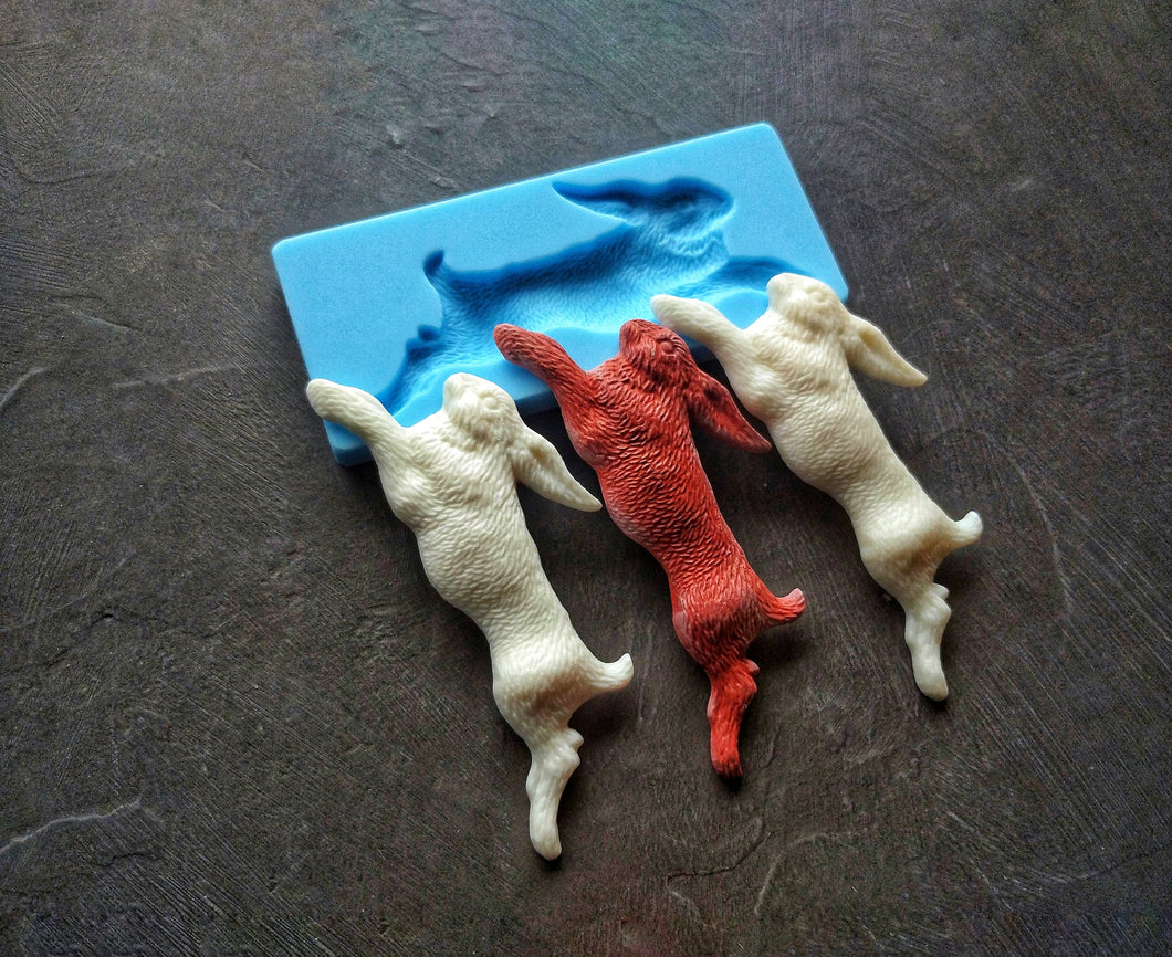 Silicone mold rabbit bunny applique , rabbit onlay mold , polymer clay mold , animal molds , Furniture Appliques