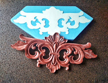 Load image into Gallery viewer, Silicone Large Mold for vintage ornate pediments 32cm long, upcycled furniture, furniture pediment, concrete mold
