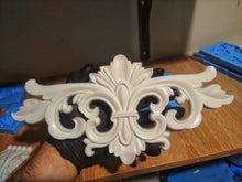 Load image into Gallery viewer, Silicone Large Mold for vintage ornate pediments 32cm long, upcycled furniture, furniture pediment, concrete mold
