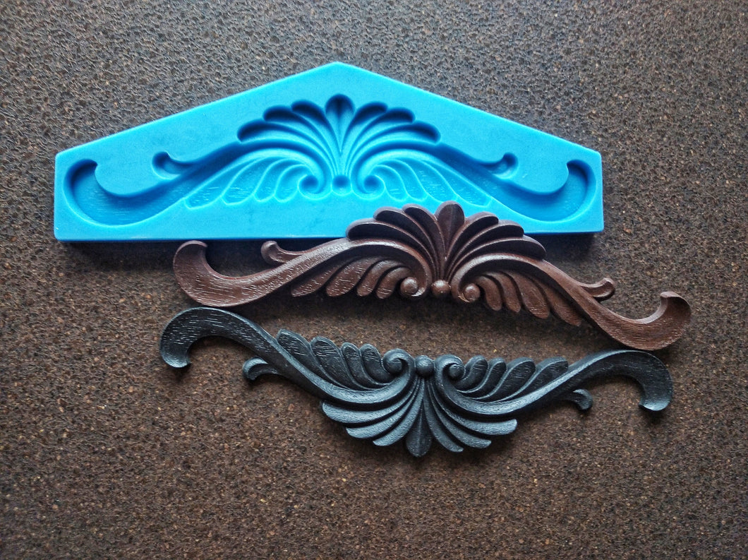 Silicone mold for ornate pediment 30cm long, furniture appliques, wall pediments, ornate pediments, mold for resin, mold for concrete, mouldings