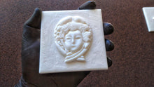 Load image into Gallery viewer, 3D square tile with antique woman cameo 10x10cm (3,85 inch), vintage tiles , backsplash tiles, waterproof tiles
