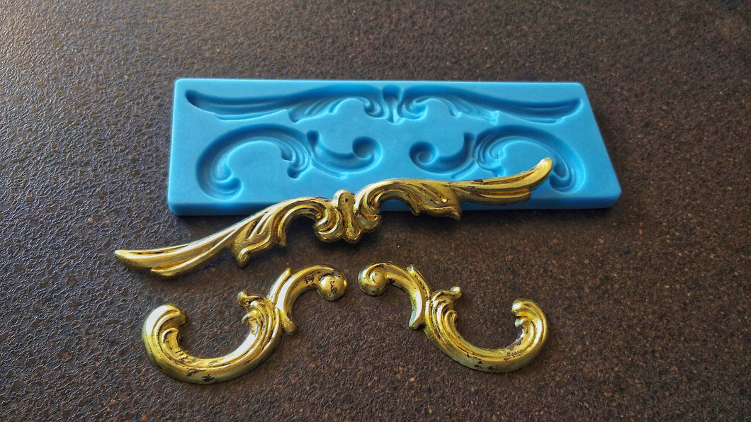 Silicone mold ornate set, furniture appliques, mold for clay, mold for resin, furniture upcycling, ornate pediments