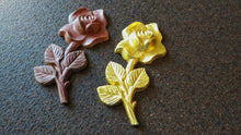 Load image into Gallery viewer, Flower resin moulding, golden flowers, furniture appliques, vintage onlays, flower wall pediments, roses onlay
