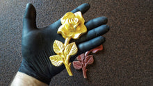 Load image into Gallery viewer, Flower resin moulding, golden flowers, furniture appliques, vintage onlays, flower wall pediments, roses onlay

