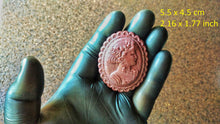 Load image into Gallery viewer, Woman cameo, vintage cameo, small woman resin cameo applique
