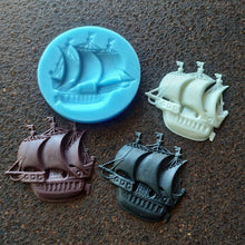 Load image into Gallery viewer, Silicone mold for little sailboat , little frigatt onlay mold , poly clay mold , boat mold, Furniture Appliques, sea decors
