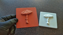 Load image into Gallery viewer, Tile with mushroom 10x10cm (White) , Vintage tile with mushroom 3d element
