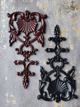Load image into Gallery viewer, Ornate vertical furniture embellishment 35cm high (13.8inch), furniture resin overlays, vintage upcycling, wall pediments
