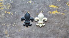 Load image into Gallery viewer, Heraldic lily resin overlay 3.5x2.9x0.4in(9x7.3x1cm)  furniture appliques, medieval decor, Fleur de lys embellishment onlay
