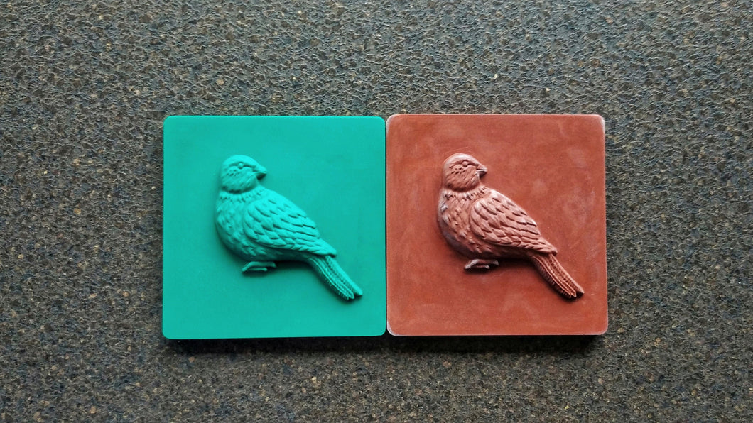 Pigeon 3D square tile 10x10cm (3.9in), vintage tiles, backsplash tiles, textured tiles, antique tiles, Jesmonite decors, resin tile